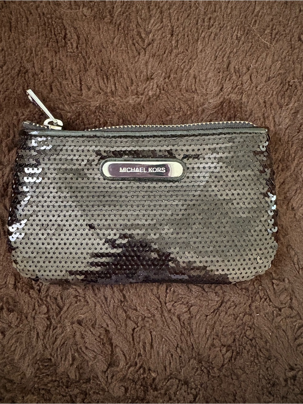 Michael Kors Black Sequin Cosmetic Pouch